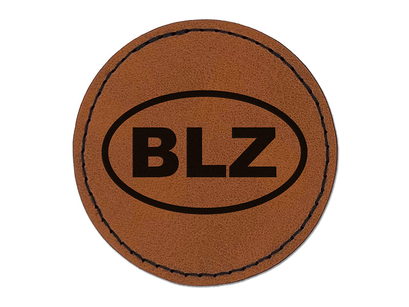 Belize BLZ Round Iron-On Engraved Faux Leather Patch Applique - 2.5"