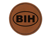 Bosnia and Herzegovina BIH Round Iron-On Engraved Faux Leather Patch Applique - 2.5"