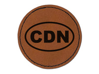 Canada CDN Round Iron-On Engraved Faux Leather Patch Applique - 2.5"