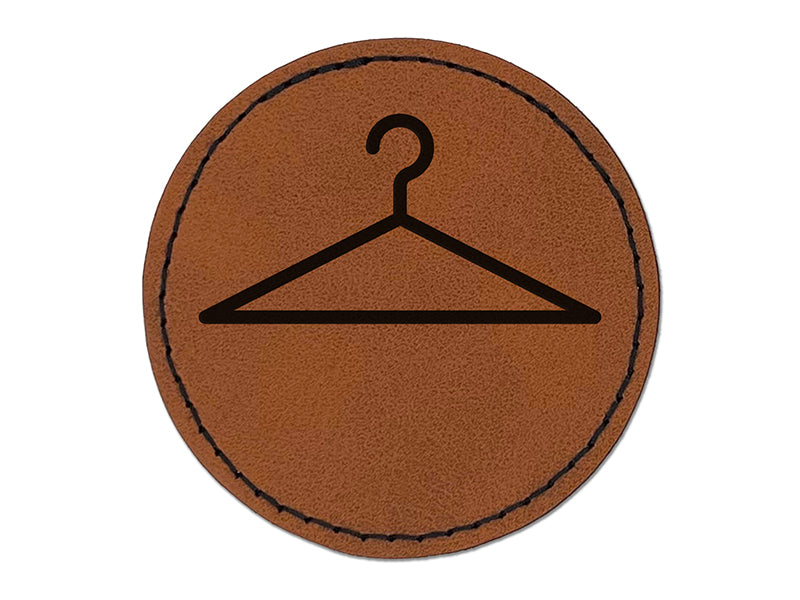 Clothes Hanger Laundry Round Iron-On Engraved Faux Leather Patch Applique - 2.5"