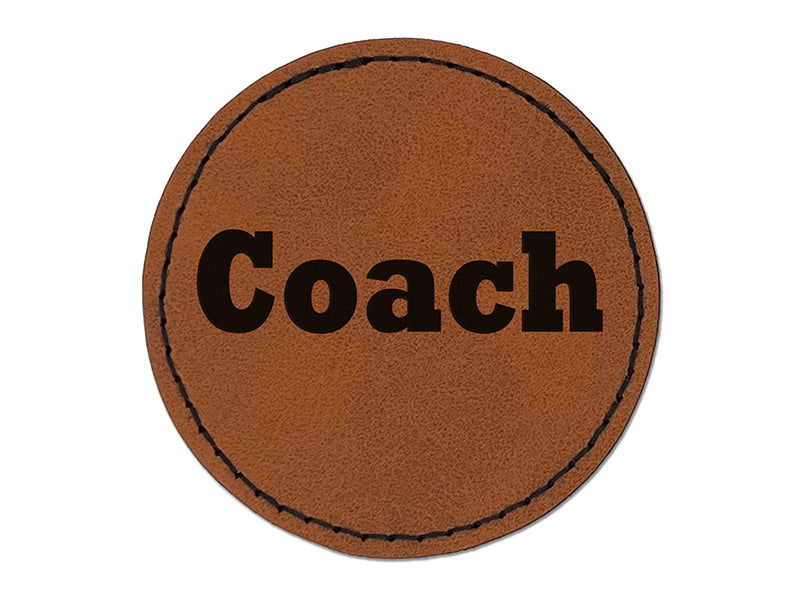 Coach Fun Text Round Iron-On Engraved Faux Leather Patch Applique - 2.5"