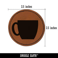 Coffee Mug Cup Solid Round Iron-On Engraved Faux Leather Patch Applique - 2.5"