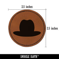 Cowboy Hat Solid Round Iron-On Engraved Faux Leather Patch Applique - 2.5"