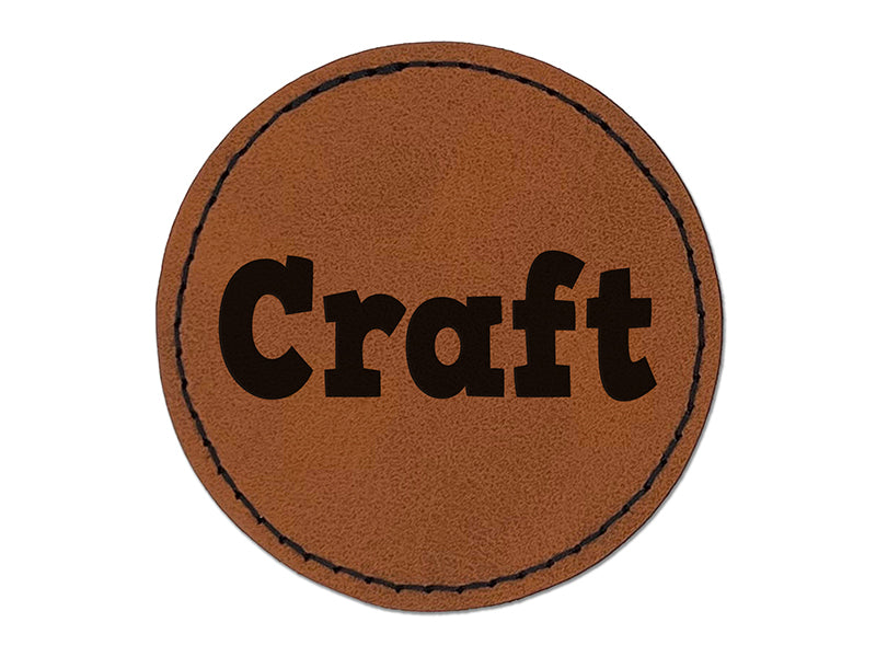 Craft Fun Text Round Iron-On Engraved Faux Leather Patch Applique - 2.5"