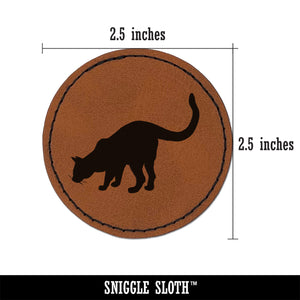 Curious Cat Solid Round Iron-On Engraved Faux Leather Patch Applique - 2.5"