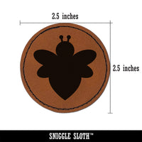 Cute Bumble Bee Solid Round Iron-On Engraved Faux Leather Patch Applique - 2.5"