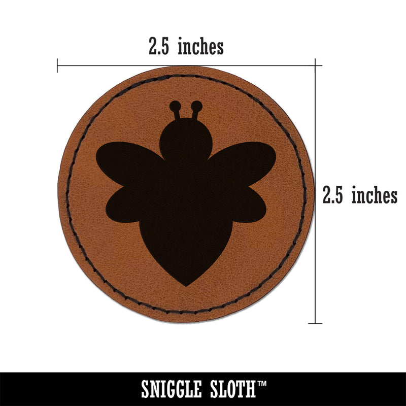 Cute Bumble Bee Solid Round Iron-On Engraved Faux Leather Patch Applique - 2.5"