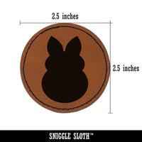 Cute Bunny Rabbit Solid Round Iron-On Engraved Faux Leather Patch Applique - 2.5"