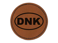 Denmark DNK Round Iron-On Engraved Faux Leather Patch Applique - 2.5"