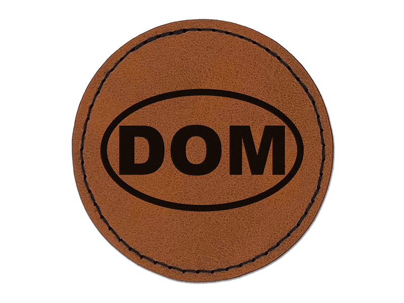 Dominican Republic DOM Round Iron-On Engraved Faux Leather Patch Applique - 2.5"