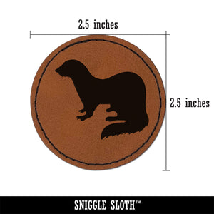 Ferret Solid Round Iron-On Engraved Faux Leather Patch Applique - 2.5"