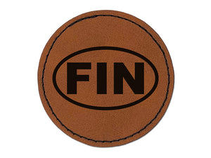 Finland FIN Round Iron-On Engraved Faux Leather Patch Applique - 2.5"