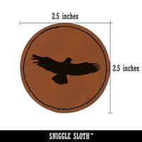 Flying Eagle Solid Round Iron-On Engraved Faux Leather Patch Applique - 2.5"