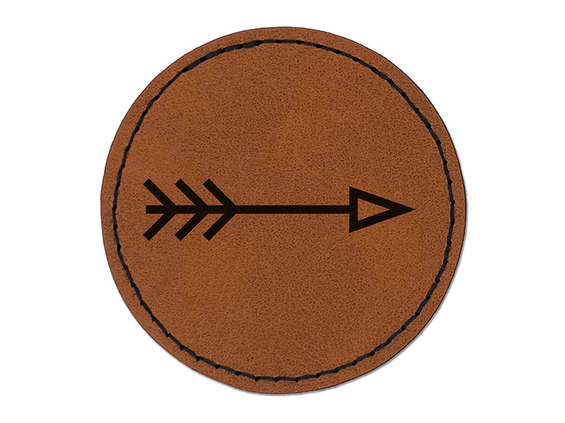 Fun Arrow Round Iron-On Engraved Faux Leather Patch Applique - 2.5"