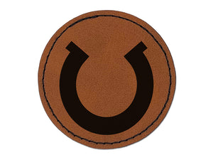 Horseshoe Lucky Solid Round Iron-On Engraved Faux Leather Patch Applique - 2.5"