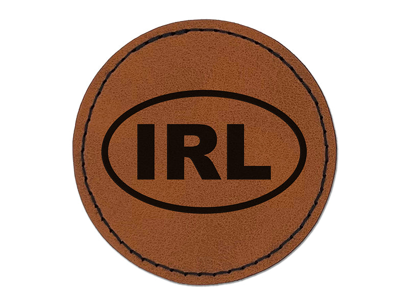 Ireland IRL Round Iron-On Engraved Faux Leather Patch Applique - 2.5"