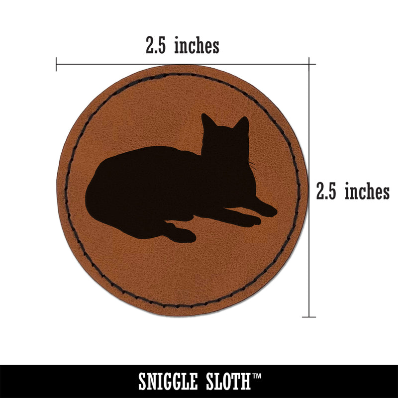 Lazy Cat Round Iron-On Engraved Faux Leather Patch Applique - 2.5"