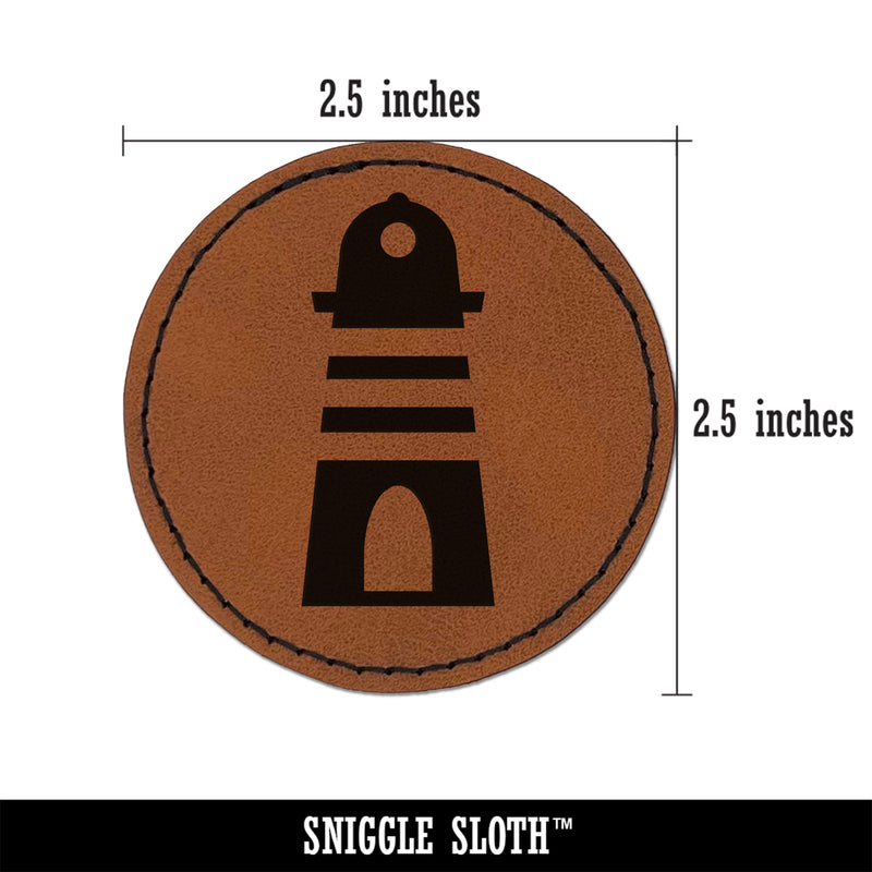 Lighthouse Striped Round Iron-On Engraved Faux Leather Patch Applique - 2.5"