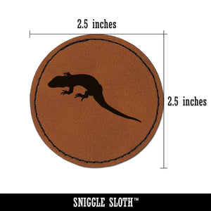 Lizard Solid Round Iron-On Engraved Faux Leather Patch Applique - 2.5"