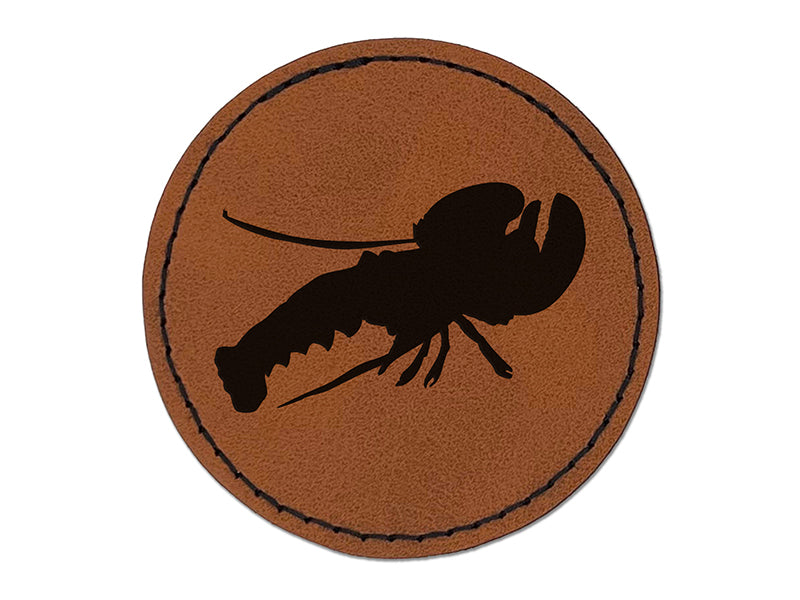 Lobster Solid Round Iron-On Engraved Faux Leather Patch Applique - 2.5"