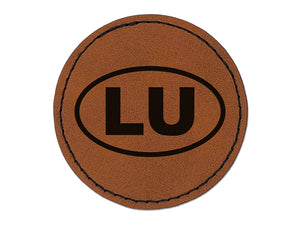 Luxembourg LU Round Iron-On Engraved Faux Leather Patch Applique - 2.5"