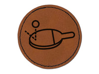 Ping Pong Table Tennis Bouncing Ball Round Iron-On Engraved Faux Leather Patch Applique - 2.5"