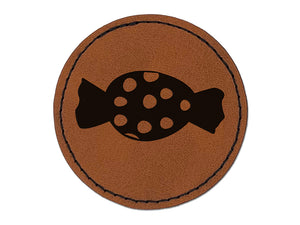 Polka Dot Candy Round Iron-On Engraved Faux Leather Patch Applique - 2.5"