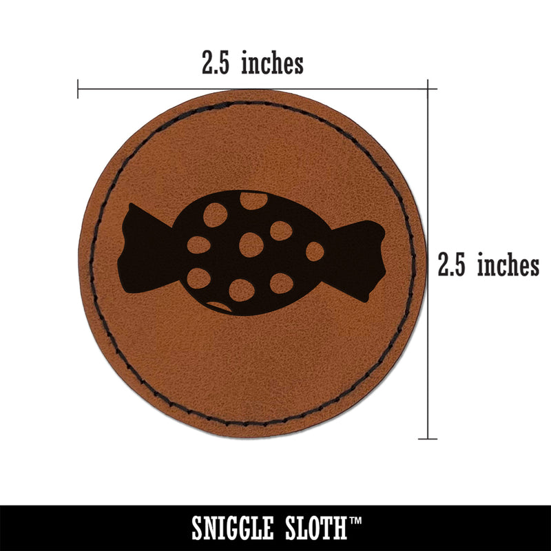 Polka Dot Candy Round Iron-On Engraved Faux Leather Patch Applique - 2.5"