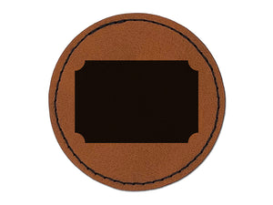 Rectangle Clipped Corners Solid Round Iron-On Engraved Faux Leather Patch Applique - 2.5"