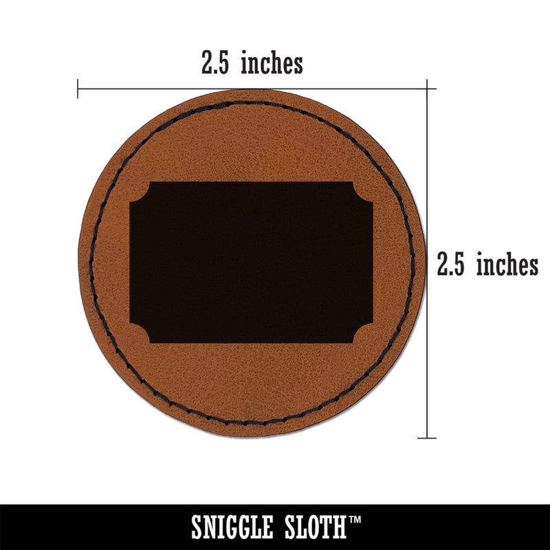 Rectangle Clipped Corners Solid Round Iron-On Engraved Faux Leather Patch Applique - 2.5"