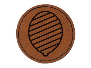 Striped Balloon Party Birthday Round Iron-On Engraved Faux Leather Patch Applique - 2.5"
