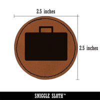 Suitcase Travel Solid Round Iron-On Engraved Faux Leather Patch Applique - 2.5"