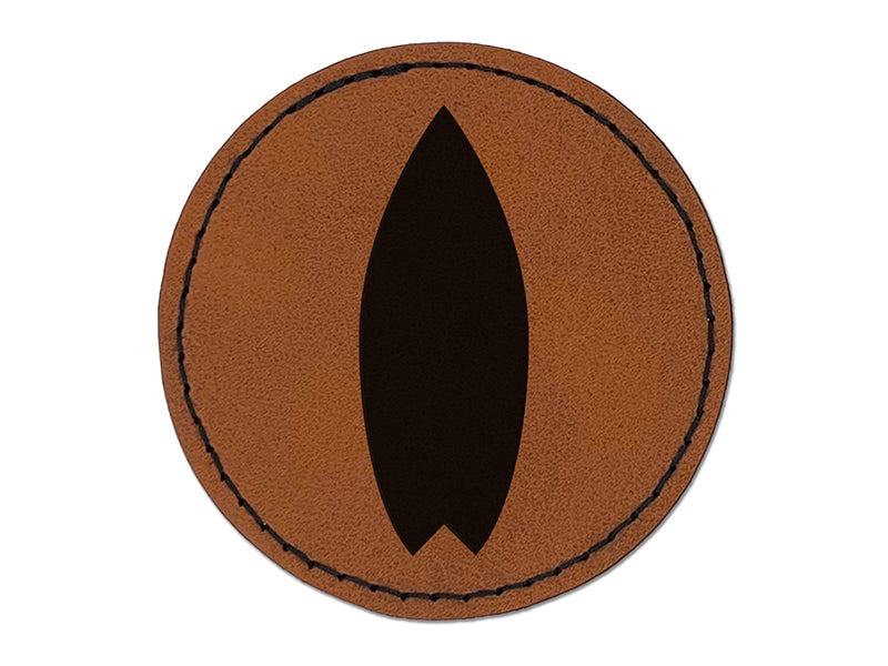 Surfboard Solid Round Iron-On Engraved Faux Leather Patch Applique - 2.5"