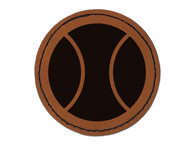 Tennis Ball Round Iron-On Engraved Faux Leather Patch Applique - 2.5"