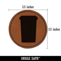 Travel Coffee Cup Mug Solid Round Iron-On Engraved Faux Leather Patch Applique - 2.5"