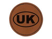 United Kingdom UK Round Iron-On Engraved Faux Leather Patch Applique - 2.5"