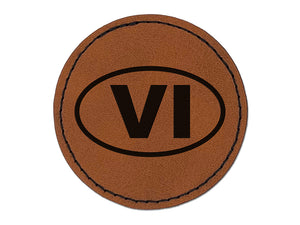 US Virgin Islands VI Round Iron-On Engraved Faux Leather Patch Applique - 2.5"