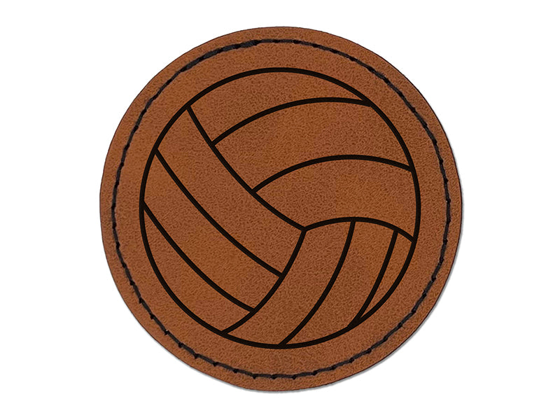 Volleyball Sport Round Iron-On Engraved Faux Leather Patch Applique - 2.5"