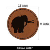 Woolly Mammoth Solid Round Iron-On Engraved Faux Leather Patch Applique - 2.5"