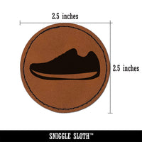 Athletic Running Shoe Round Iron-On Engraved Faux Leather Patch Applique - 2.5"