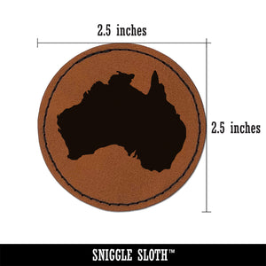 Australia Solid Round Iron-On Engraved Faux Leather Patch Applique - 2.5"