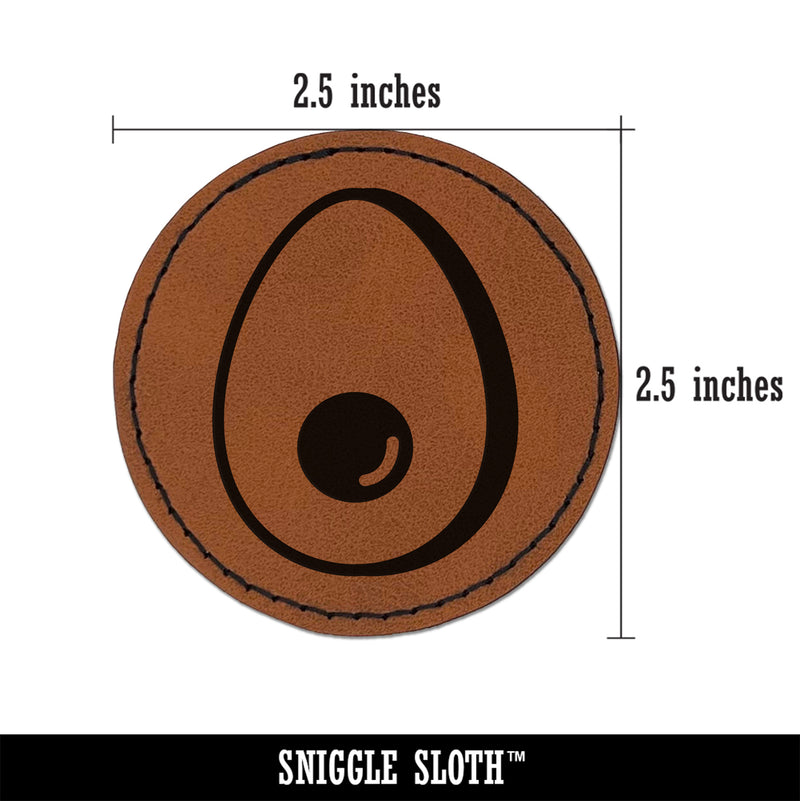 Avocado Symbol Round Iron-On Engraved Faux Leather Patch Applique - 2.5"