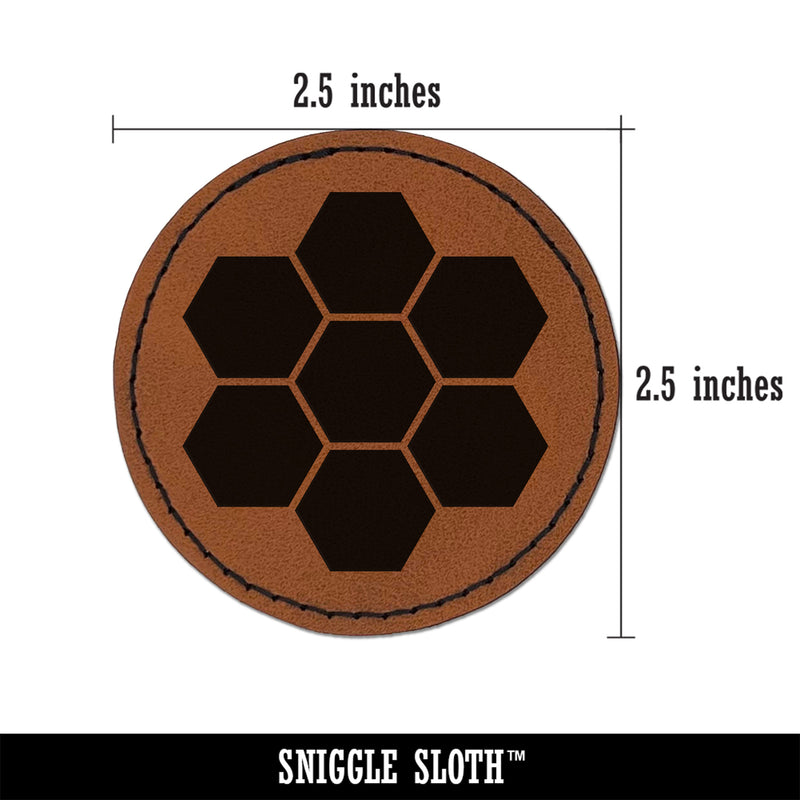 Bee Honeycomb Solid Round Iron-On Engraved Faux Leather Patch Applique - 2.5"