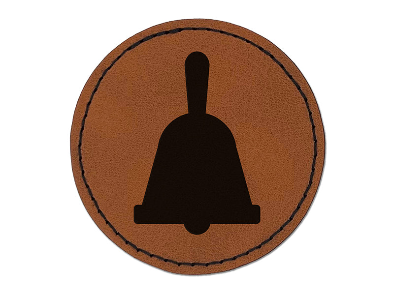 Bell Solid Round Iron-On Engraved Faux Leather Patch Applique - 2.5"