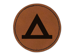 Camping Symbol Round Iron-On Engraved Faux Leather Patch Applique - 2.5"