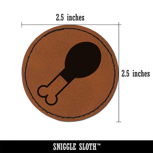 Chicken Leg Round Iron-On Engraved Faux Leather Patch Applique - 2.5"