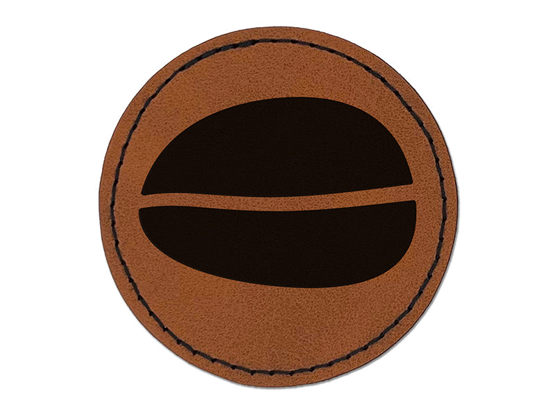 Coffee Bean Solid Round Iron-On Engraved Faux Leather Patch Applique - 2.5"