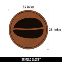 Coffee Bean Solid Round Iron-On Engraved Faux Leather Patch Applique - 2.5"
