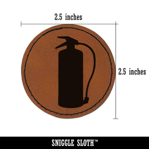 Fire Extinguisher Solid Round Iron-On Engraved Faux Leather Patch Applique - 2.5"