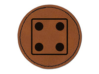 Four 4 Dice Die Round Iron-On Engraved Faux Leather Patch Applique - 2.5"